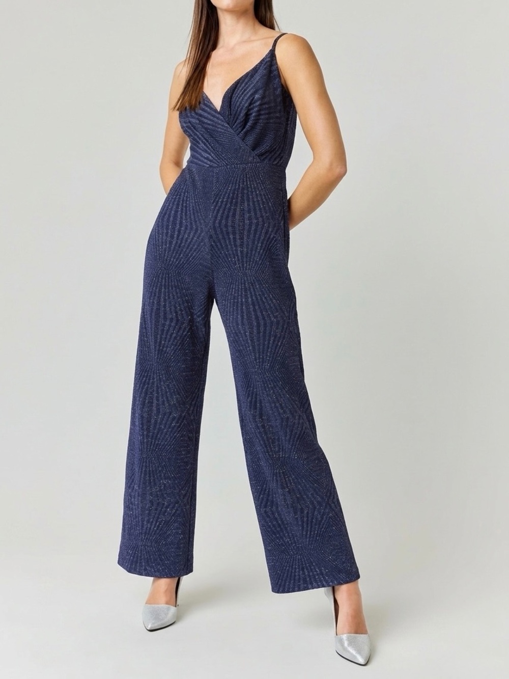 New Francesca's Midnight Blue Sparkle Jumpsuit